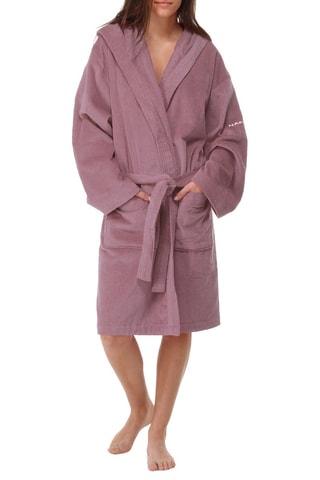 Peignoir en velours  à capuche Mauve