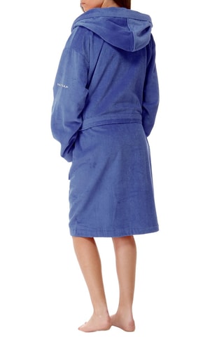 Peignoir en velours  à capuche - Bleu