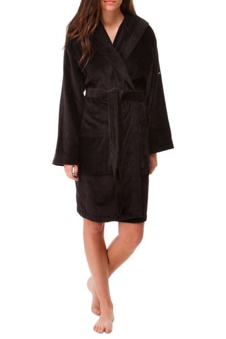 Peignoir en velours  à capuche - Noir