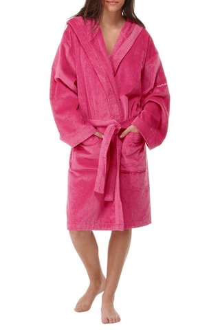 Peignoir en velours  à capuche - Fuchsia