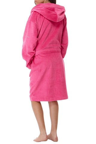 Peignoir en velours  à capuche - Fuchsia