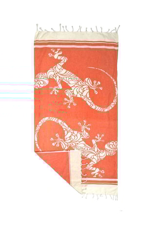 Serviette de plage Salamandras - Corail et blanc - 90 x 170 cm
