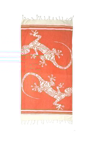 Serviette de plage Salamandras - Corail et blanc - 90 x 170 cm