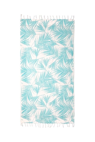 Serviette de plage Tropical - Bleu et blanc - 90 x 170 cm