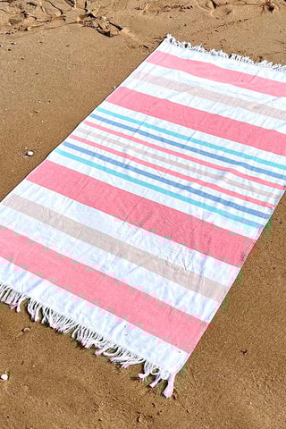 Serviette de plage Saona - Rose et blanc - 90 x 170 cm