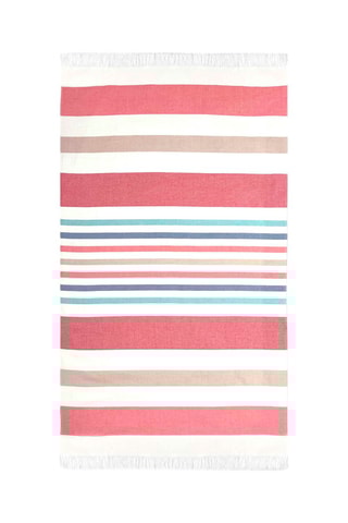 Serviette de plage Saona - Rose et blanc - 90 x 170 cm