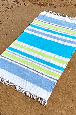 Serviette de plage Formentera - Bleu et vert - 90 x 170 cm