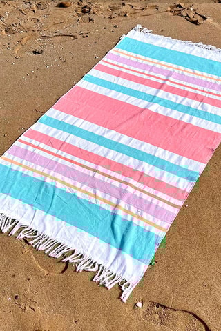 Serviette de plage Formentera - Rose et bleu - 90 x 170 cm