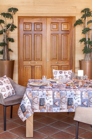 Nappe Warm Xmas Gris et beige