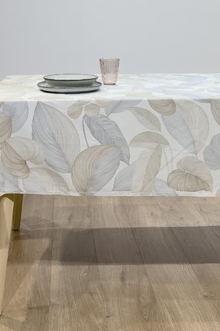 Nappe Twister Leaves - Beige et gris