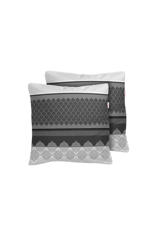 2 taies d'oreiller en coton 57 fils/cm² Marble - Blanc et gris foncé