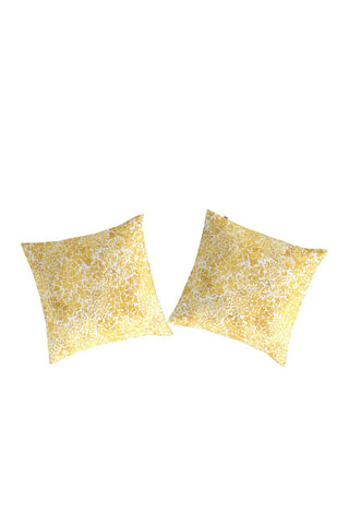 2 taies d'oreiller en coton 57 fils/cm² Kasai B - Jaune et blanc