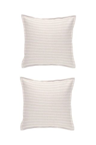 2 taies d'oreiller en coton 91 fils/cm² Keraka - Blanc et sable