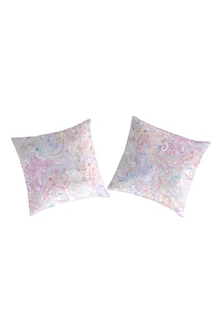 2 taies d'oreiller Cachemire en coton 57 fils/cm² - Rose et bleu