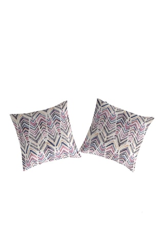 2 taies d'oreiller en coton 57 fils/cm² Zeya - Violet et rose