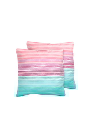 2 taies d'oreiller en coton 57 fils/cm² Elyse - Lilas et turquoise