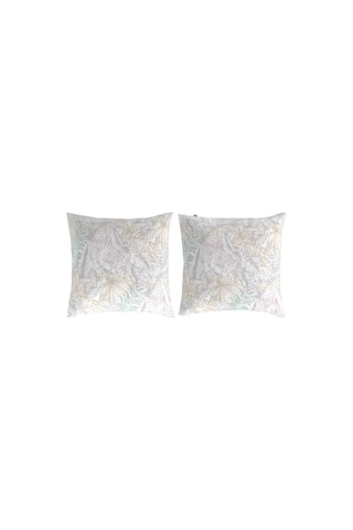 2 taies d'oreiller en coton 57 fils/cm² Palm A - Ecru et beige
