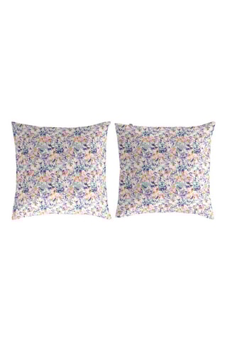 2 taies d'oreiller en coton 57 fils/cm² Poésie - Bleu et lilas