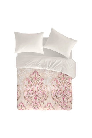 Housse de couette en coton 57 fils/cm² Izamal - Beige et fuchsia