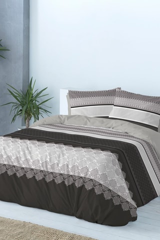 Housse de couette en coton 57 fils/cm² Marble - Blanc et gris foncé