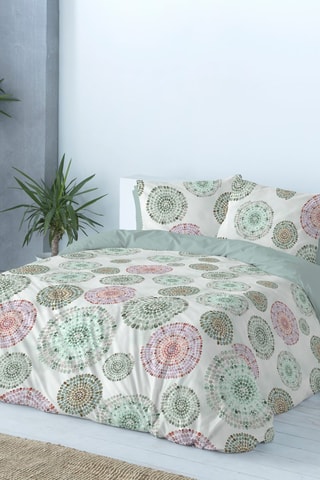 Housse de couette en coton 57 fils/cm² Lundy - Vert d'eau et fuchsia