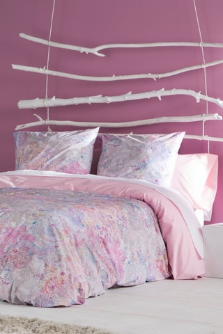Housse de couette en coton 57 fils/cm² Cachemire - Rose et bleu