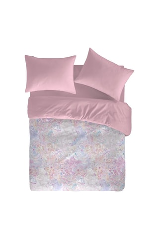 Housse de couette en coton 57 fils/cm² Cachemire - Rose et bleu
