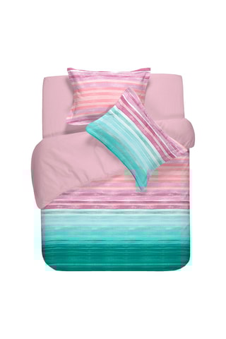 Housse de couette en coton 57 fils/cm² Elyse - Lilas et turquoise