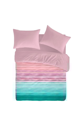 Housse de couette en coton 57 fils/cm² Elyse - Lilas et turquoise