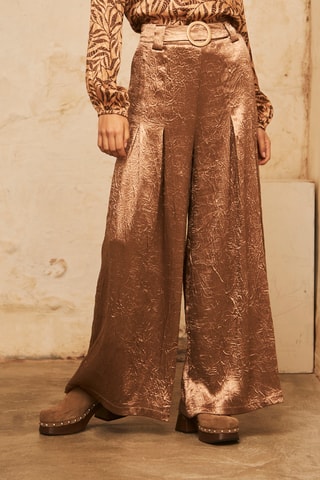 Pantalon palazzo taille haute Alen - Camel