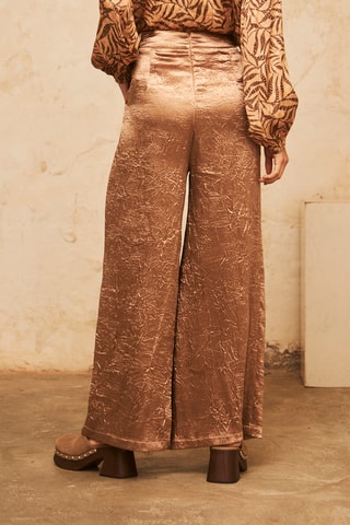 Pantalon palazzo taille haute Alen - Camel
