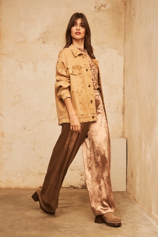 Pantalon palazzo taille haute Alen - Camel