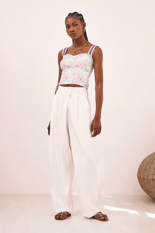 Pantaloni a vita alta Kothai - Bianco