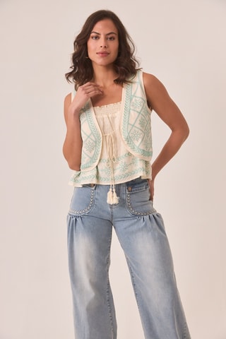 Cardigan in lino Taraji - Ecrù