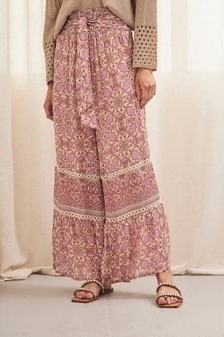 Pantalon palazzo taille haute Saori - Rose