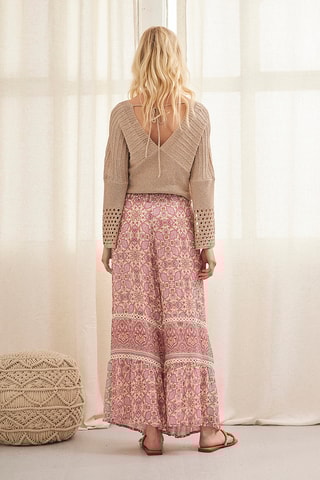 Pantalon palazzo taille haute Saori - Rose