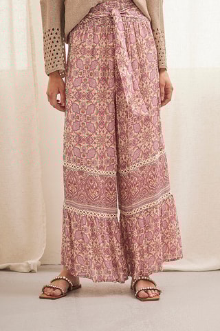 Pantalon palazzo taille haute Saori - Rose