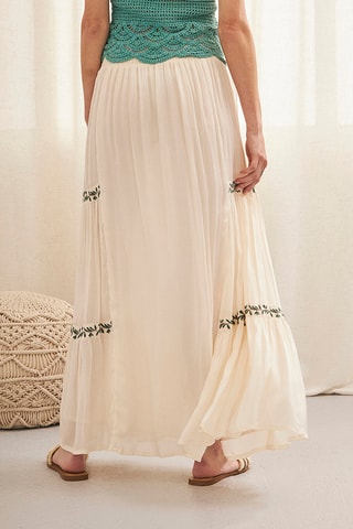 Jupe longue taille haute Satis - Écru