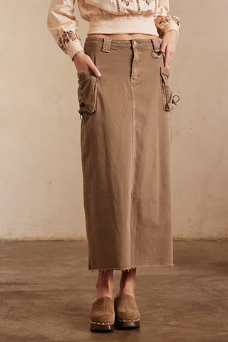 Jupe droite en jean Hadi - Kaki