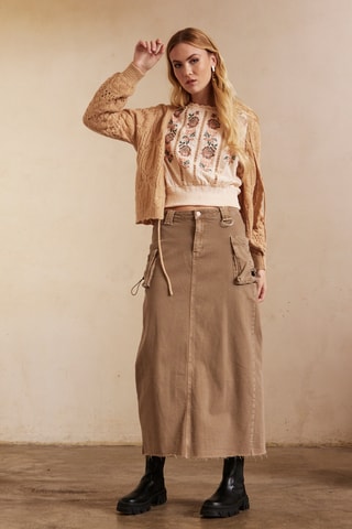 Jupe droite en jean Hadi - Kaki