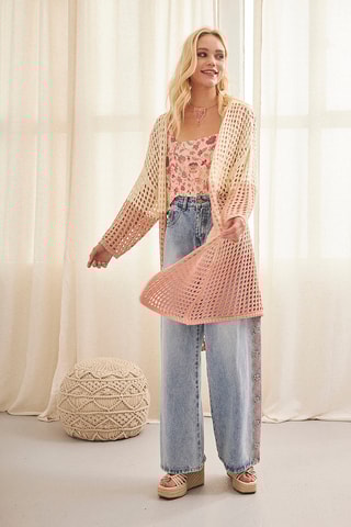 Gilet long Portia - Rose