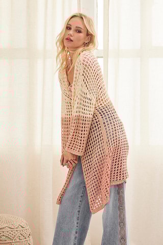 Gilet long Portia - Rose