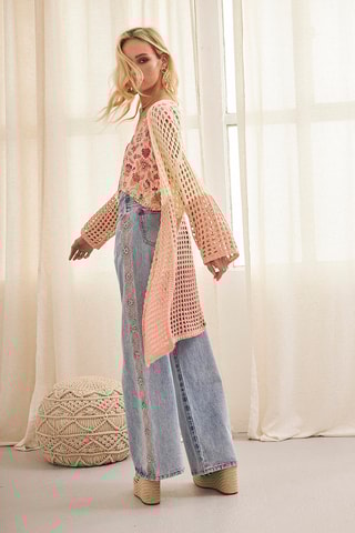 Gilet long Portia - Rose