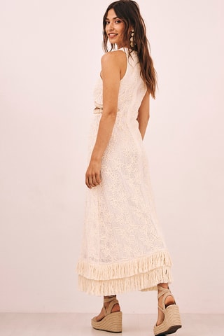 Robe longue en dentelle Niyati - Écru