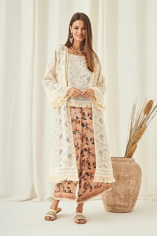 Kimono en dentelle Dina - Écru