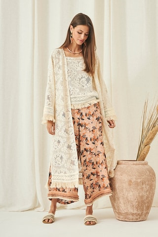 Kimono en dentelle Dina - Écru