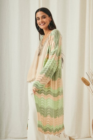 Cardigan lungo Tebe - Verde