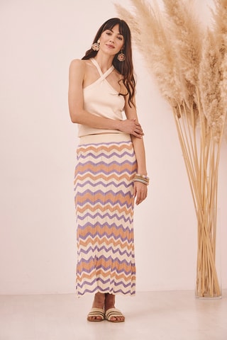 Jupe longue taille haute Thane - Orange