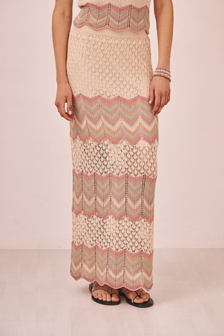 Jupe longue taille haute Sagar - Écru