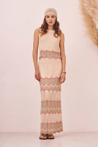 Jupe longue taille haute Sagar - Écru